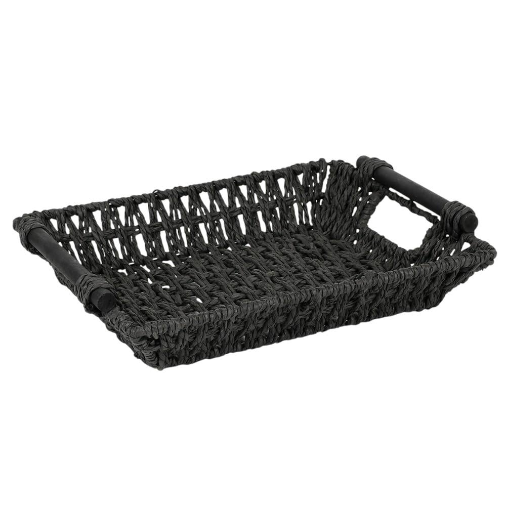 Корзина плетеная с ручками Stenson R42068 32х25х6.5 см Черная (35386303)