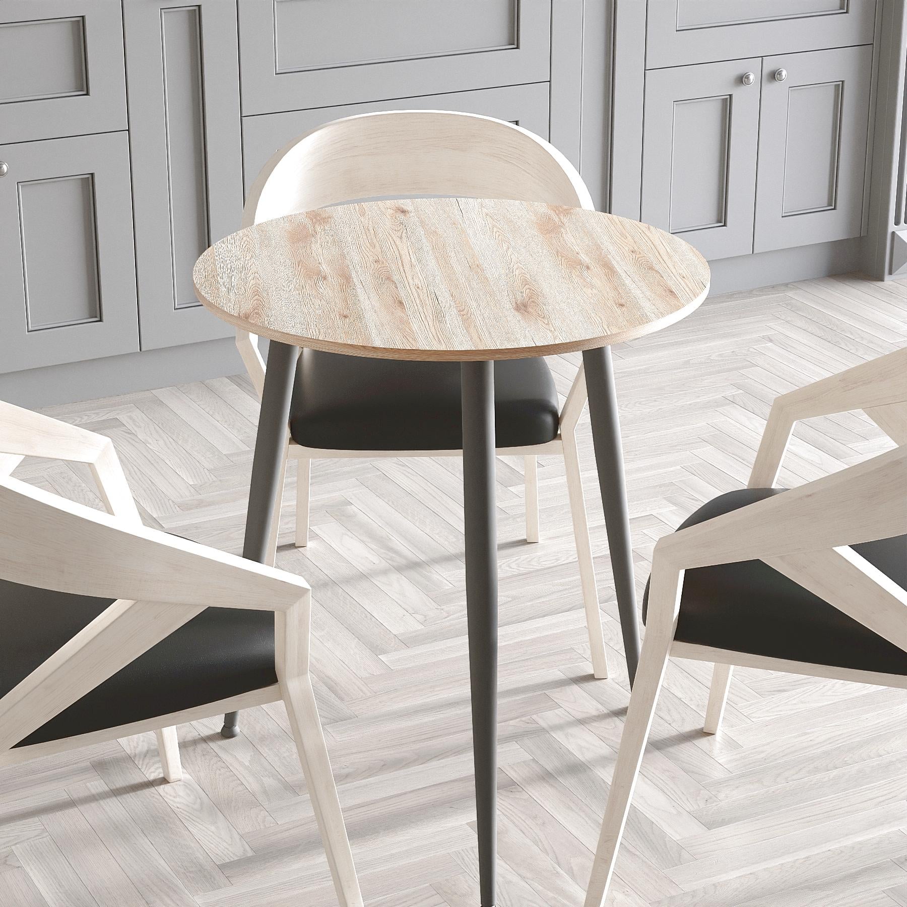 Обідній стіл круглий Ferrum-decor OPTIMA 3 ніжки конусні метал/ДСП 16 мм 750x670x670 мм Білий/Дуб Сан-Марино (FRD-107448)