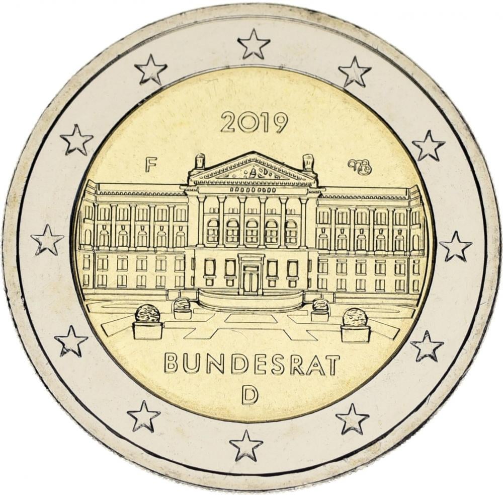 Коллекционная монета Германия 2 евро 2019 Биметалл UNC F Бундесрат (М12161)