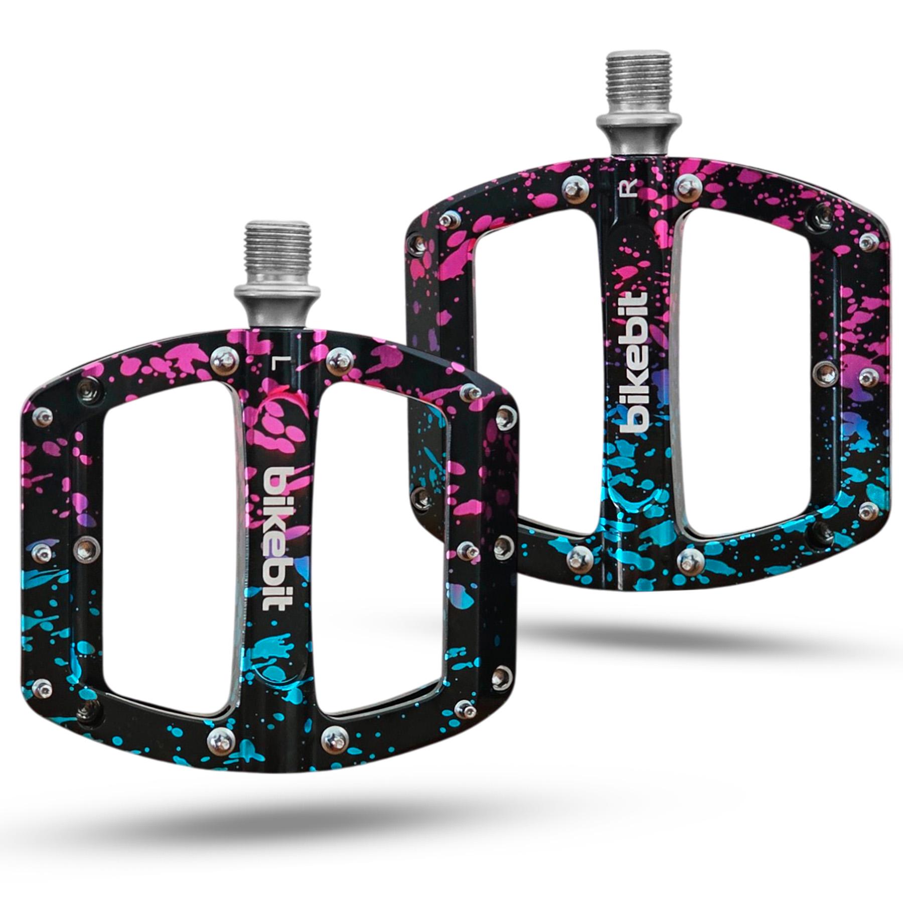 Педали велосипедные BIKEBIT JT60/3 подшипника/алюминиевые Черно-голубой/Розовый (BB-JT60-5416)