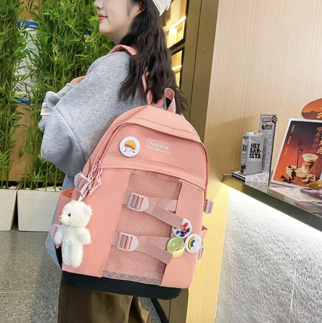 Школьный рюкзак для девочки Fashion 5в1 рюкзак/шоппер/пенал/сумочка/кошелек Розовый - фото 4 Школьный рюкзак для девочки Fashion 5в1 рюкзак/шоппер/пенал/сумочка/кошелек Розовый - фото 4