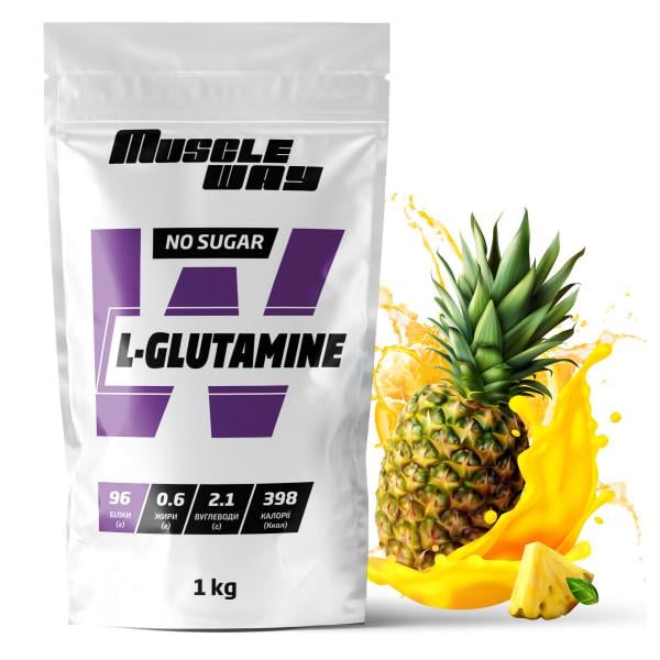 Аминокислота MuscleWay L-Glutamine Ананас для мышечной ткани на 200 порций 1 кг (21-125-glu-mw-rs1.10)