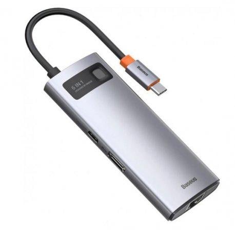 USB-хаб Baseus Metal Gleam Multifunctional 6-in-1 Type-C to HDMI+USB3.0х3+PD+VGA Gray (WKWG030013) - фото 4