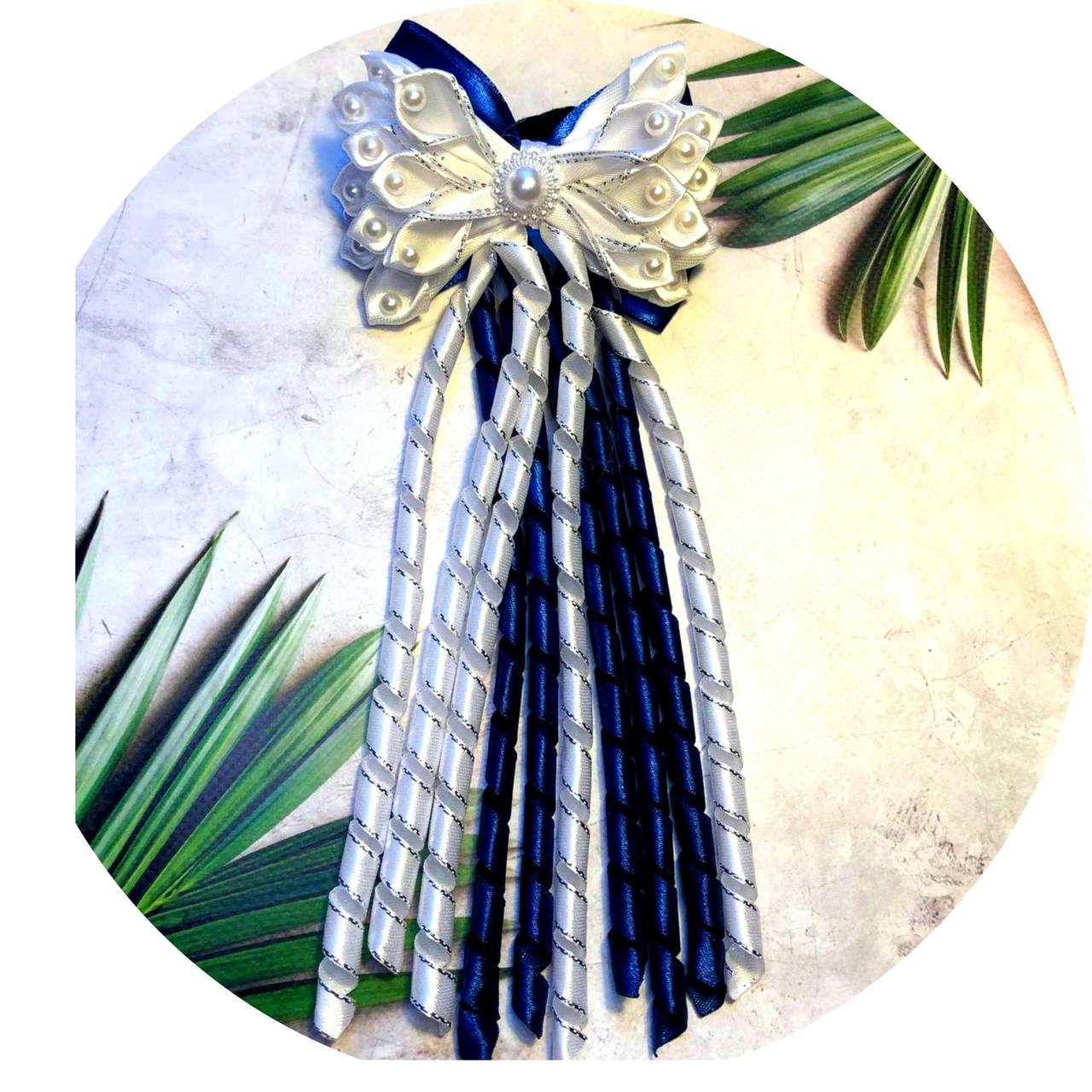 Бантик детский на резинке Сине-белый (10108) Бантик детский на резинке Сине-белый (10108)