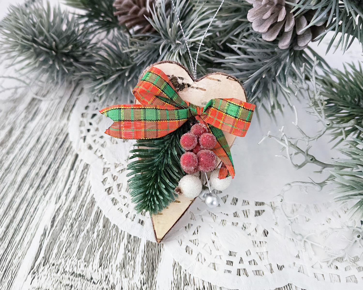 Подвеска новогодняя в эко-стиле Сердце (2443008716)