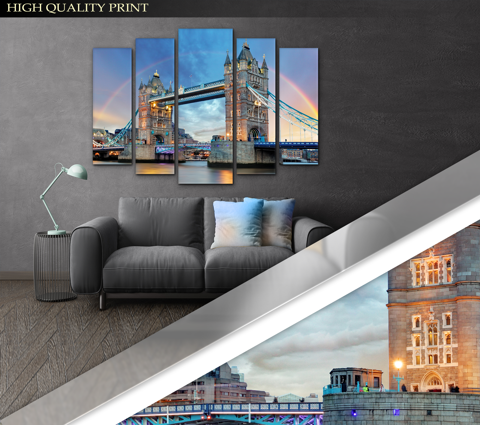 Картина модульная Лондон Мост 110x160 см (Art-290_5) - фото 3 Картина модульная Лондон Мост 110x160 см (Art-290_5) - фото 3