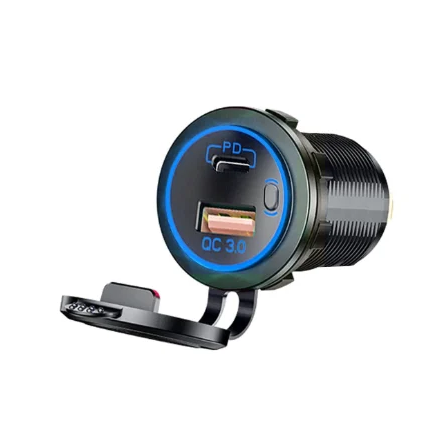 Автомобільний зарядний пристрій 60 Вт QC3.0 USB та PD Type-C синій Автомобільний зарядний пристрій 60 Вт QC3.0 USB та PD Type-C синій