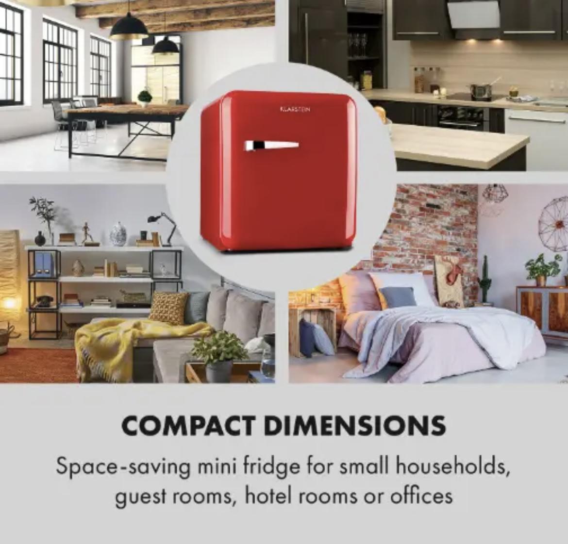 Міні-холодильник KLARSTEIN Audrey Mini з морозильною камерою LED-підсвіткою ретро-дизайном у американському стилі 37 л/5 л (10046054) - фото 7 Міні-холодильник KLARSTEIN Audrey Mini з морозильною камерою LED-підсвіткою ретро-дизайном у американському стилі 37 л/5 л (10046054) - фото 7