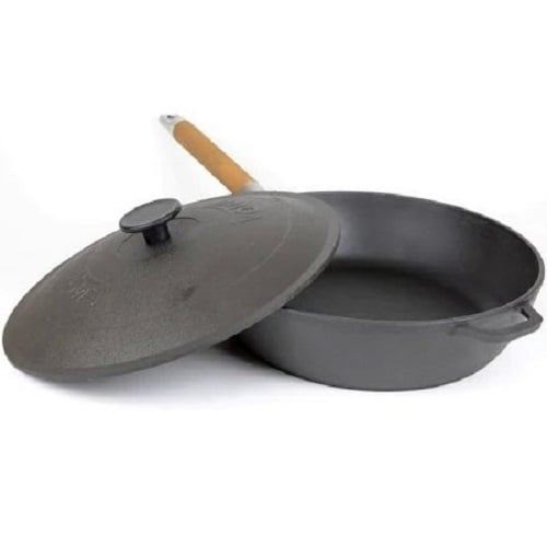 Сковорода чугунная глубокая с чугунной крышкой Биол 28 см (03282)