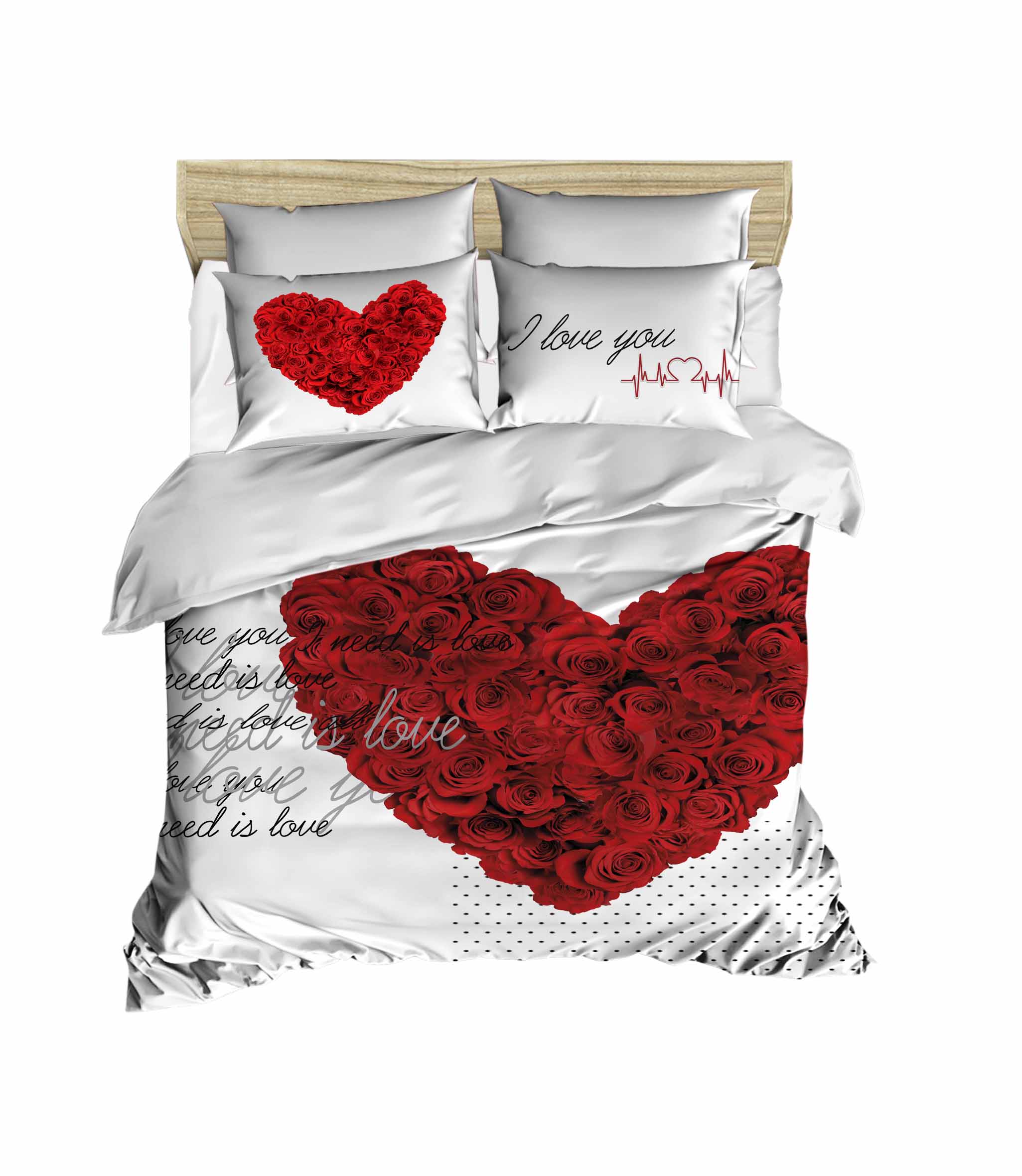 Комплект постільної білизни LIGHTHOUSE ranforce+3D Love You 200х220/4х50х70