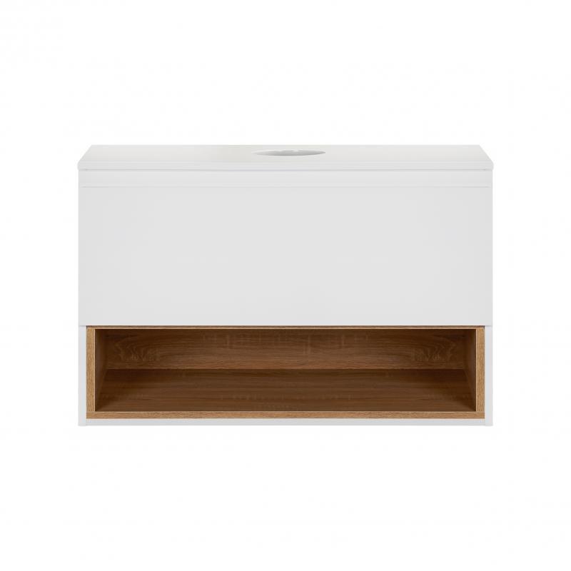 Тумба подвесная со столешницей Q-tap Robin 800х476х437 White/Whitish oak (QT1379TPН8001WWO)