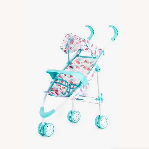 Коляска тростина для кукол Bambi Хмаринки зі столиком Рожевий (TK2025)