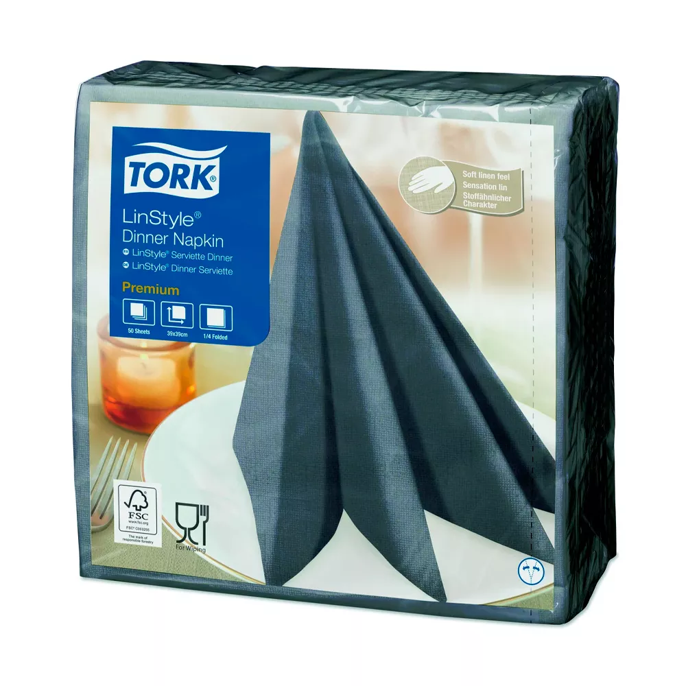 Серветки сервірувальні Tork Linstyle 39х39 один шар 50 шт. Антрацитовий (478882)