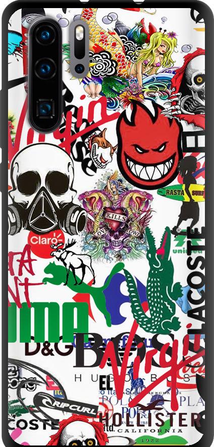 Чехол на Huawei P30 Pro Many different logos (4022b-1621-42517)