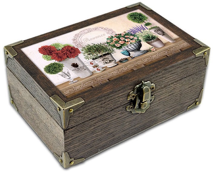 Скриня дерев'яна-еко Прованс Букет георгін та троянд 10х15 см Коричневий (пршк0102кп10х15)