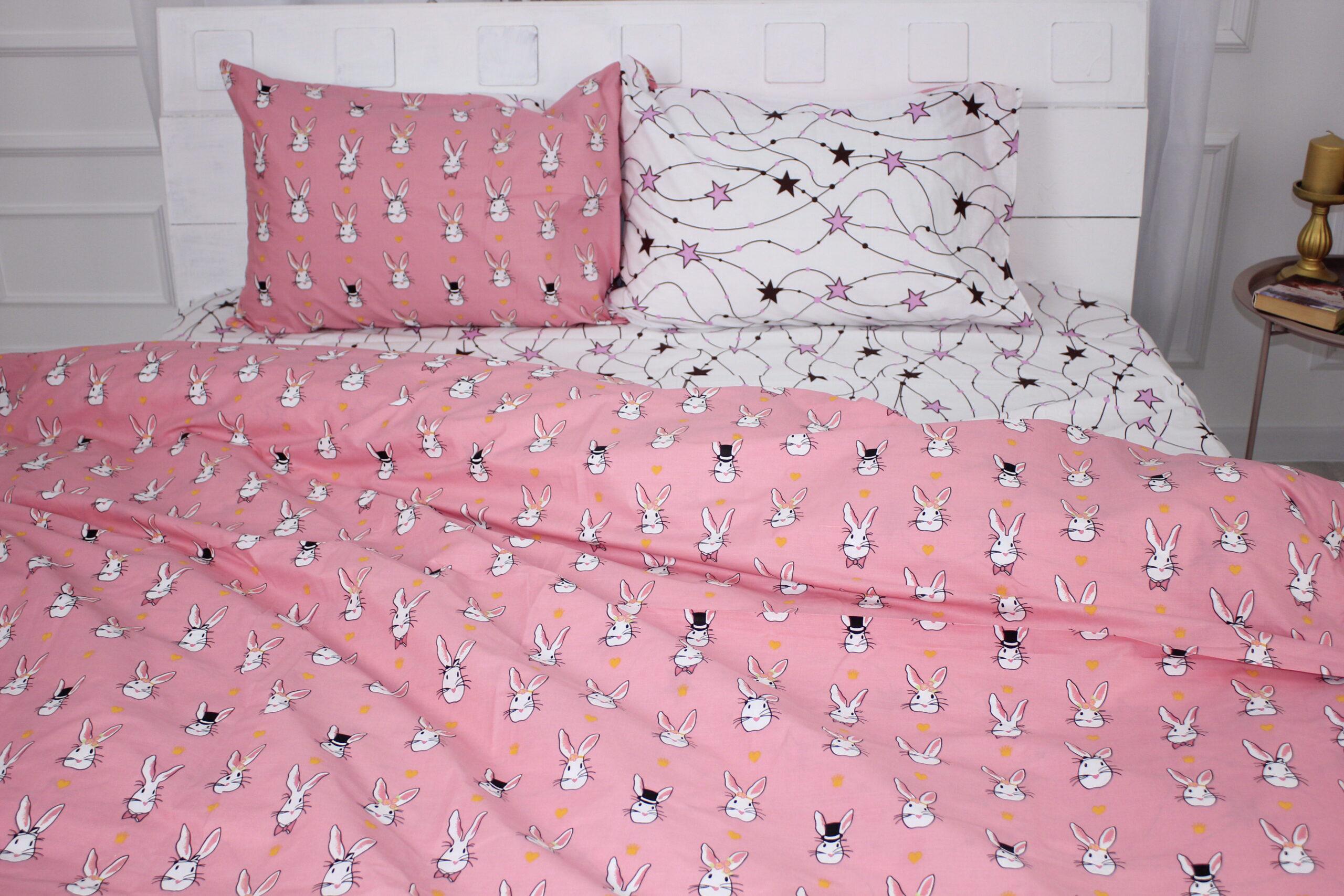 Комплект постельного белья MirSon 17-0528 Bunnies pink детский бязь 110х140 см (2200003671711)