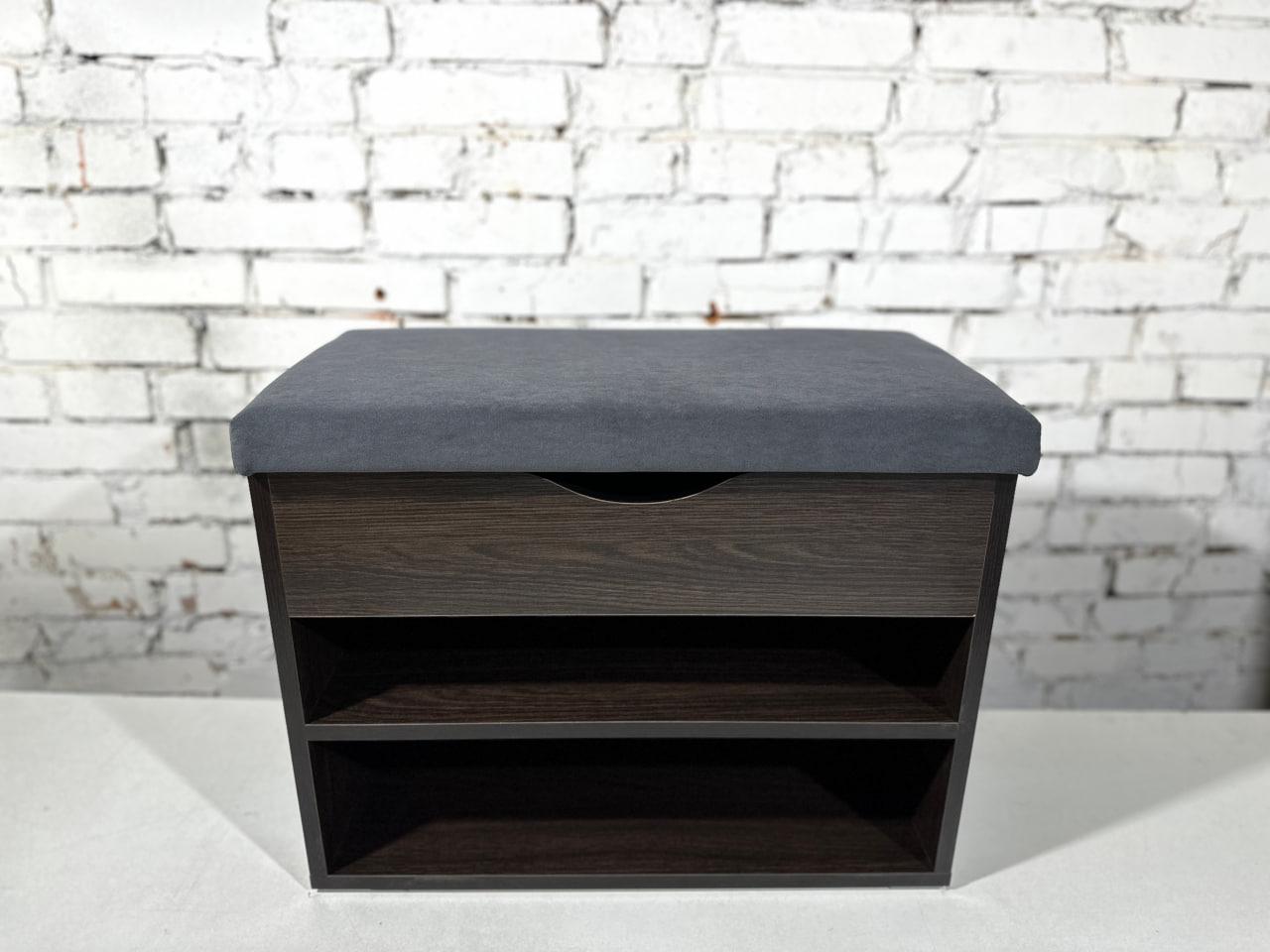 Тумба для обуви ДСП/ткань 30х80х45 см. Венге темный/Графит. - фото 2 Тумба для обуви ДСП/ткань 30х80х45 см. Венге темный/Графит. - фото 2