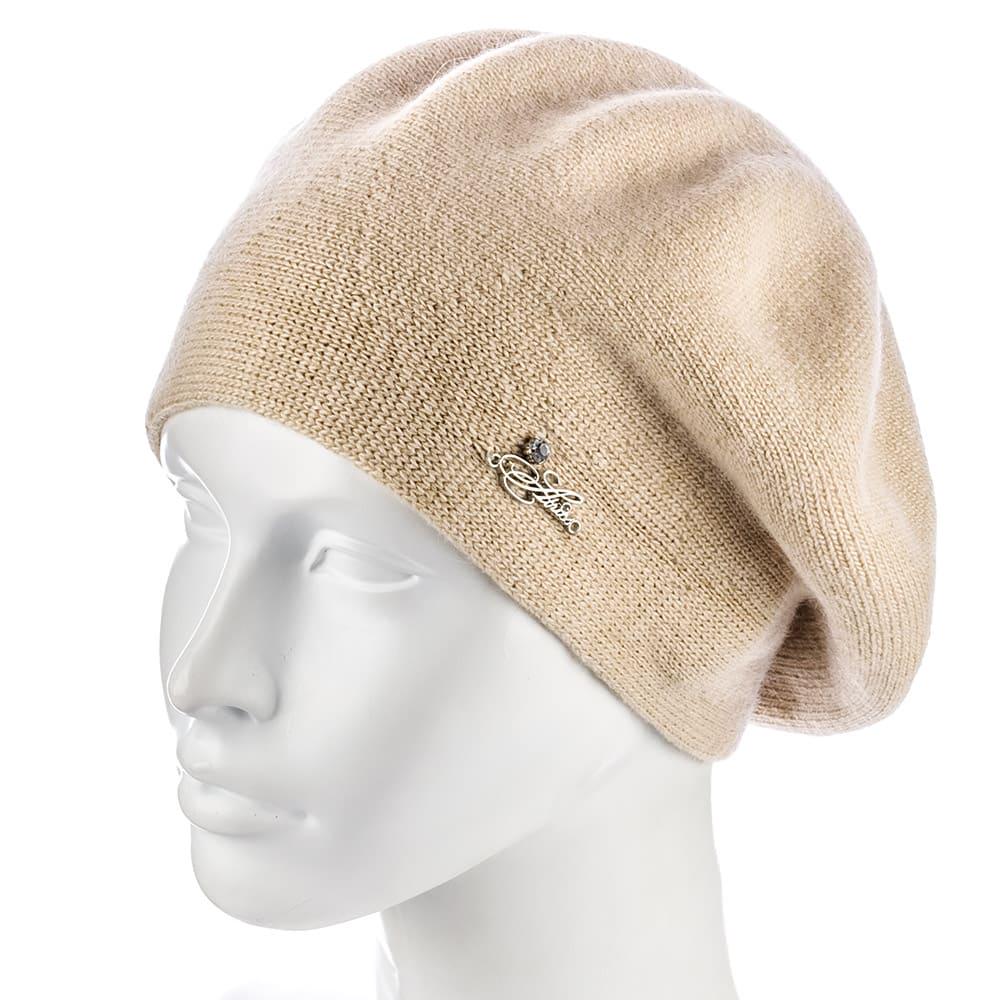 Берет женский Actrics WH774 из ангоры двойной на ножке L/57-58 Латте