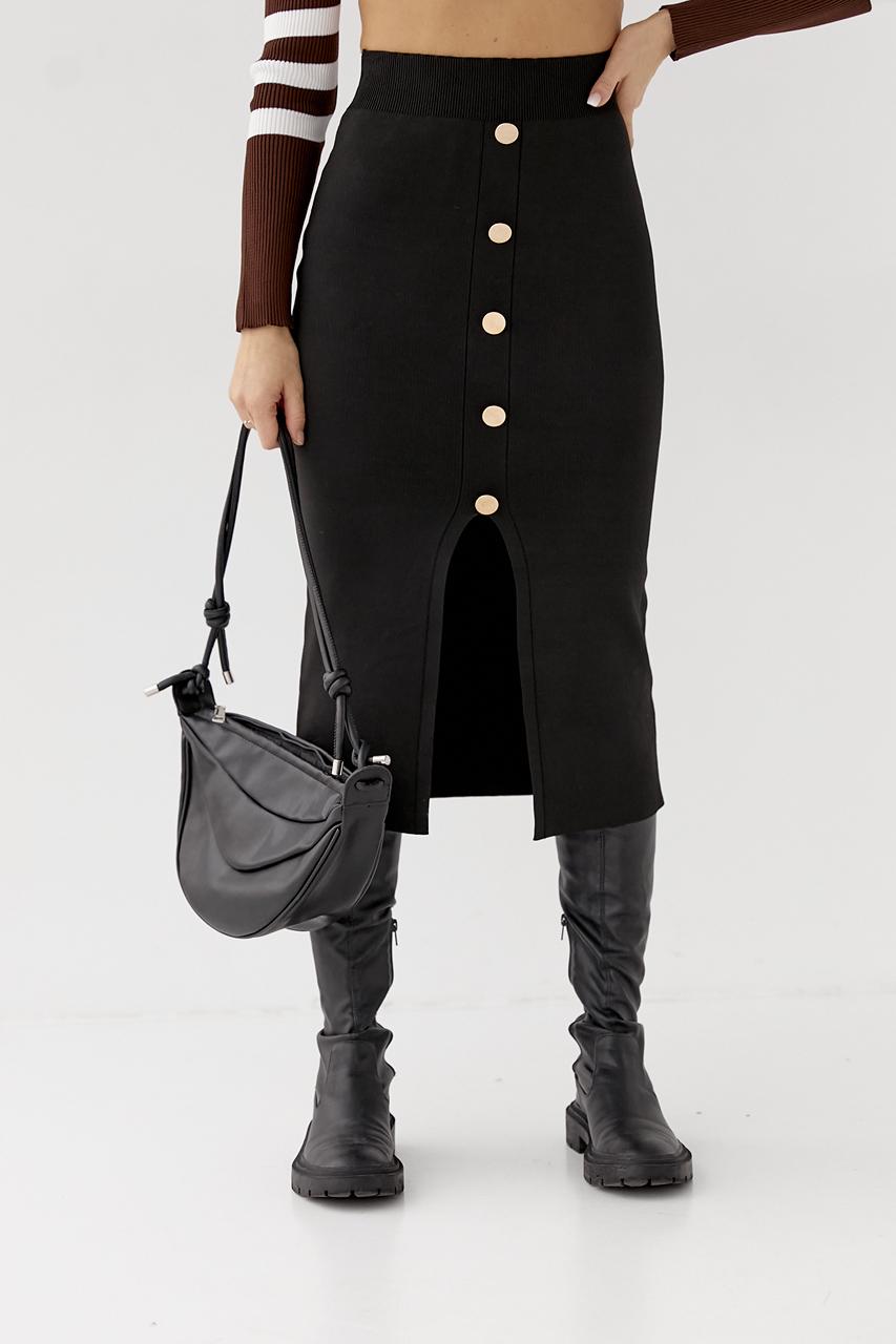 Юбка миди L Черный (0607)