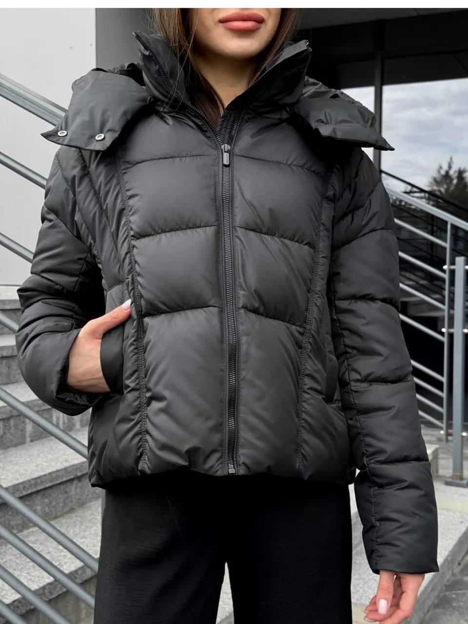 Пуховик жіночий зимовий D&V Coture DV-009 р. 46 Чорний (29175839) - фото 3 Пуховик жіночий зимовий D&V Coture DV-009 р. 46 Чорний (29175839) - фото 3