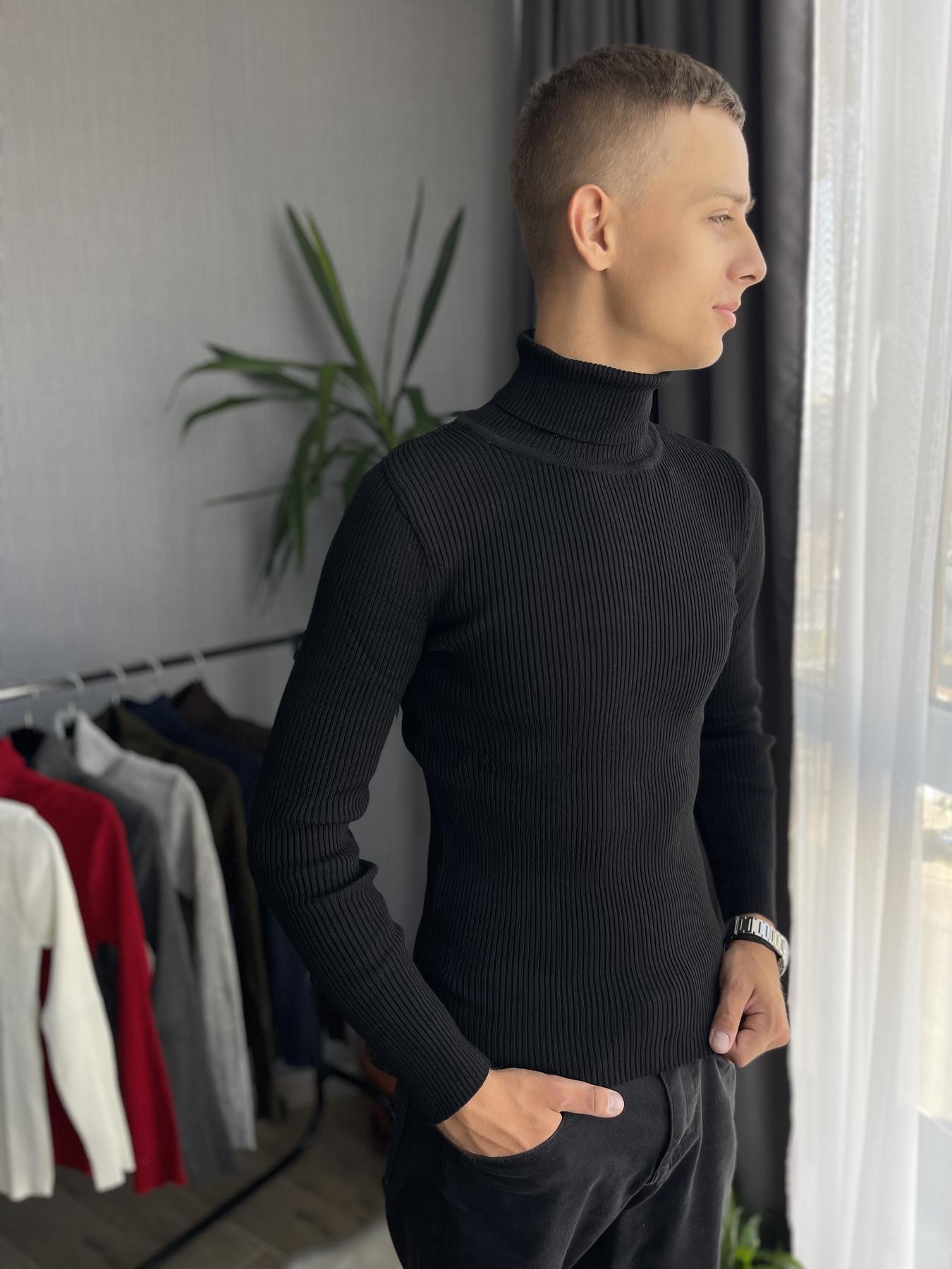 Гольф мужской с высокой горловиной в рубчик L Черный (26535/1) - фото 2 Гольф мужской с высокой горловиной в рубчик L Черный (26535/1) - фото 2