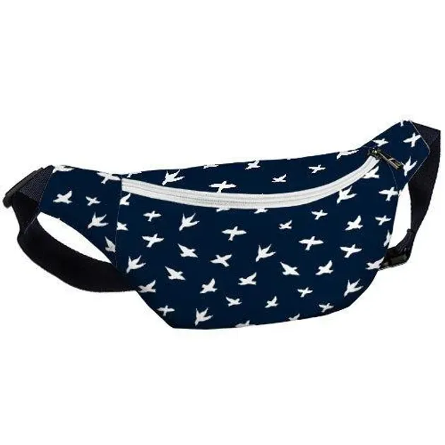 Сумка-бананка через плече та на пояс Presentville Bumbag Пташки 27х16 см (BB_18J016_WH_TSI)