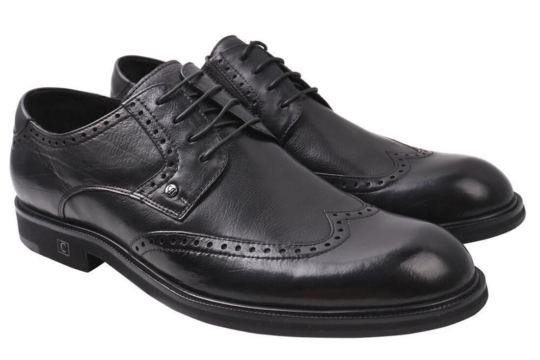 Туфли мужские Cosottinni из кожи на низком ходу на шнуровке р. 43 Черный (301-20DT)