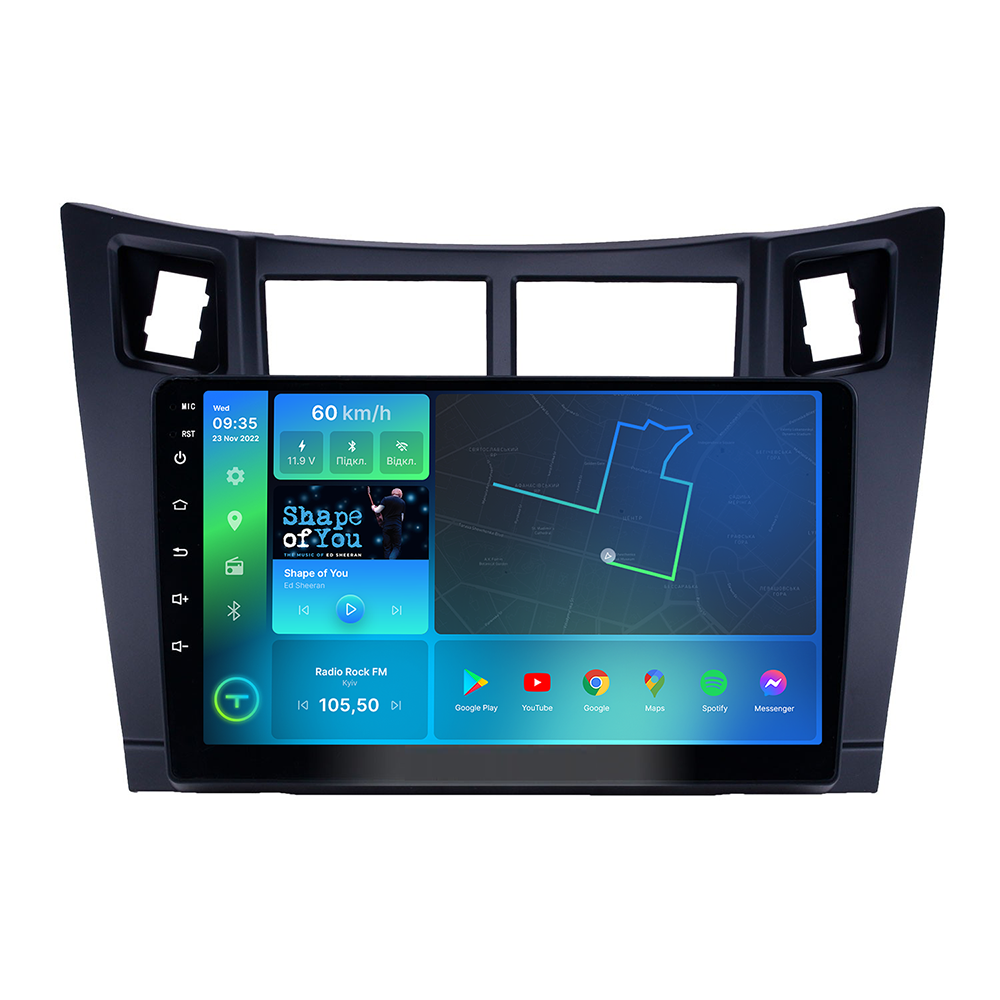 Автомагнітола штатна Torssen Toyota Yaris Vios 05-11 black FL9 4+64Gb 4G Carplay DSP (202306655)