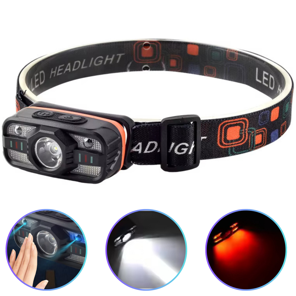 Фонарь налобный WH-0188-XPE+SMD White/Red motion sensor USB-C Black (10806) - фото 3 Фонарь налобный WH-0188-XPE+SMD White/Red motion sensor USB-C Black (10806) - фото 3