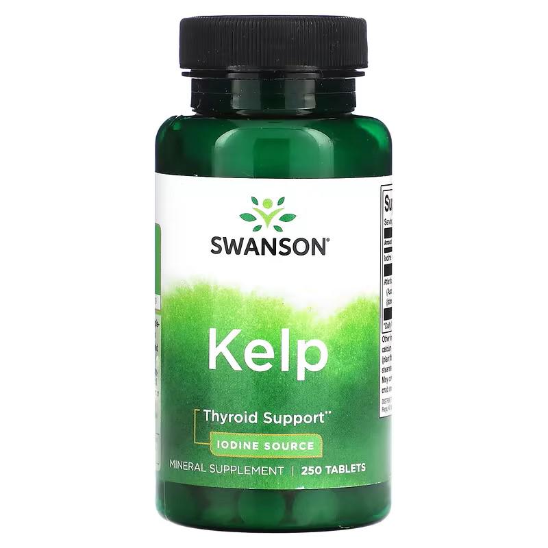 Йод из бурых водорослей Swanson Kelp Iodine Source 225 мкг 250 таблеток