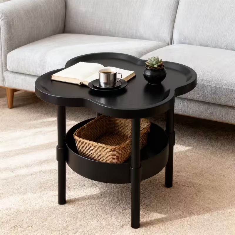 Тумбочка прикроватная складная 48 см Черный