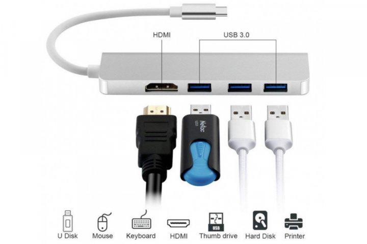 USB-хаб Foxconn Type-C на HDMI 3х3,0 USB (A10035) - фото 2