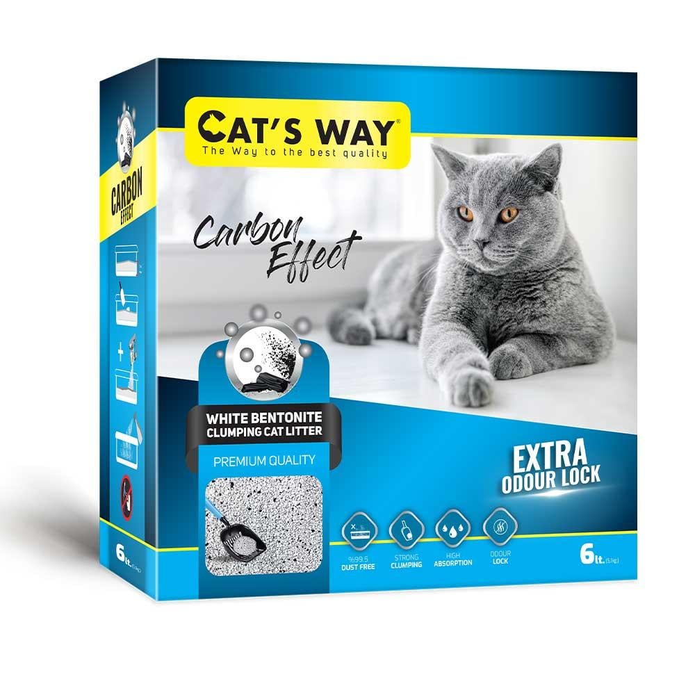 Бентонитовый наполнитель CAT'S WAY с активированным углем 6 л Белый