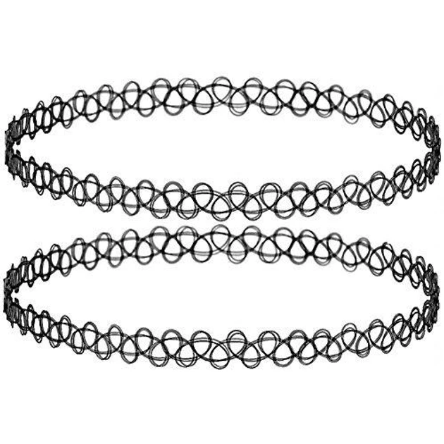 Комплект тату-чокерів плетених 2 шт. Чорний (32373669)