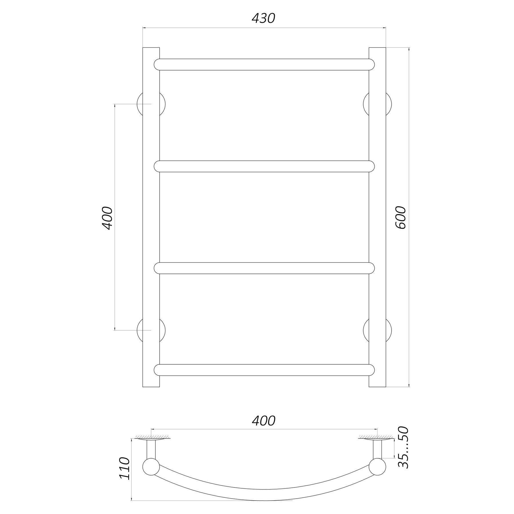 Полотенцесушитель UNIO LD W 600-400-4 Лестница Дуга (20651) - фото 4 Полотенцесушитель UNIO LD W 600-400-4 Лестница Дуга (20651) - фото 4