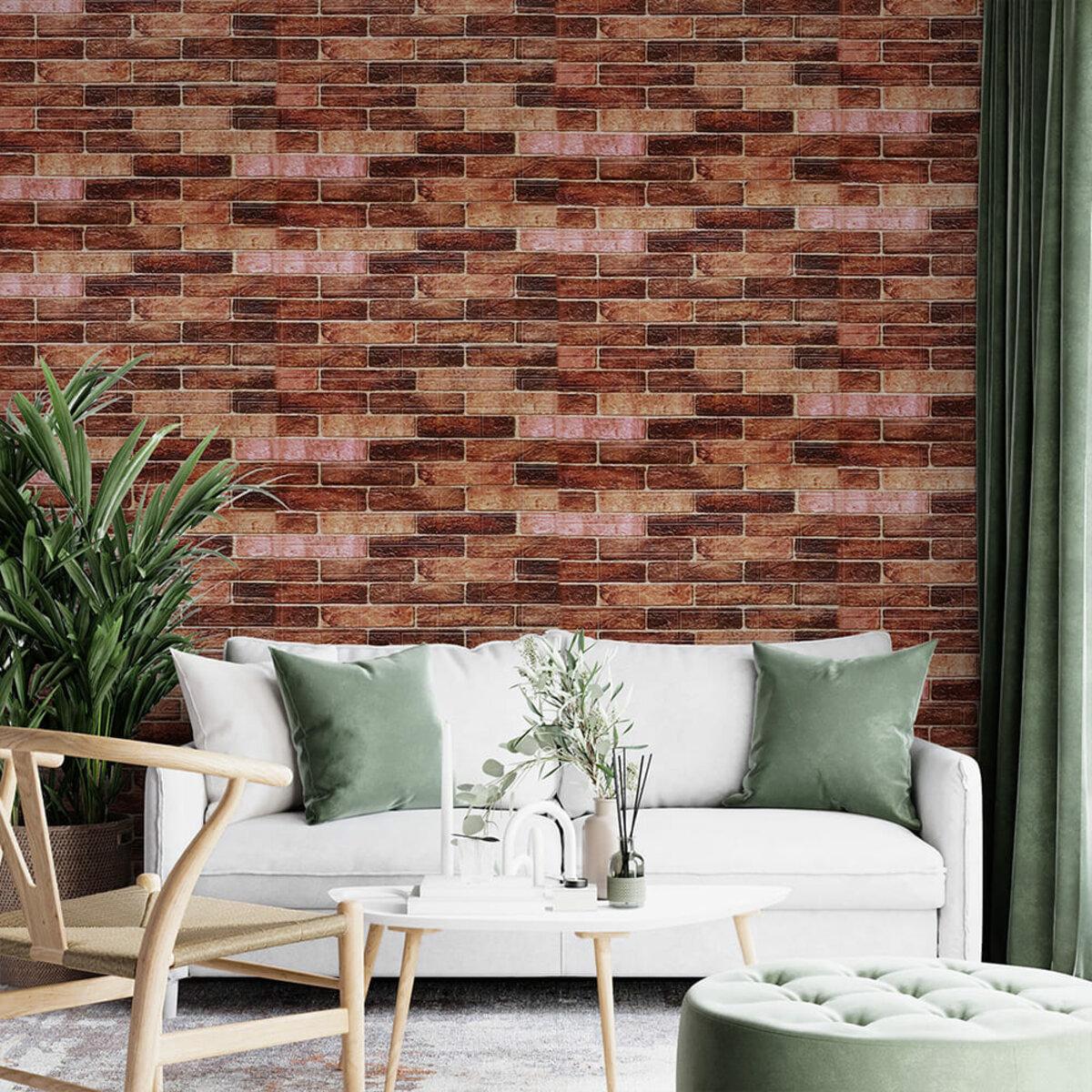 Панель самоклеящаяся 3D под катеринославский кирпич 3080x700x3 мм Коричневый (SW-00001768) - фото 7 Панель самоклеящаяся 3D под катеринославский кирпич 3080x700x3 мм Коричневый (SW-00001768) - фото 7