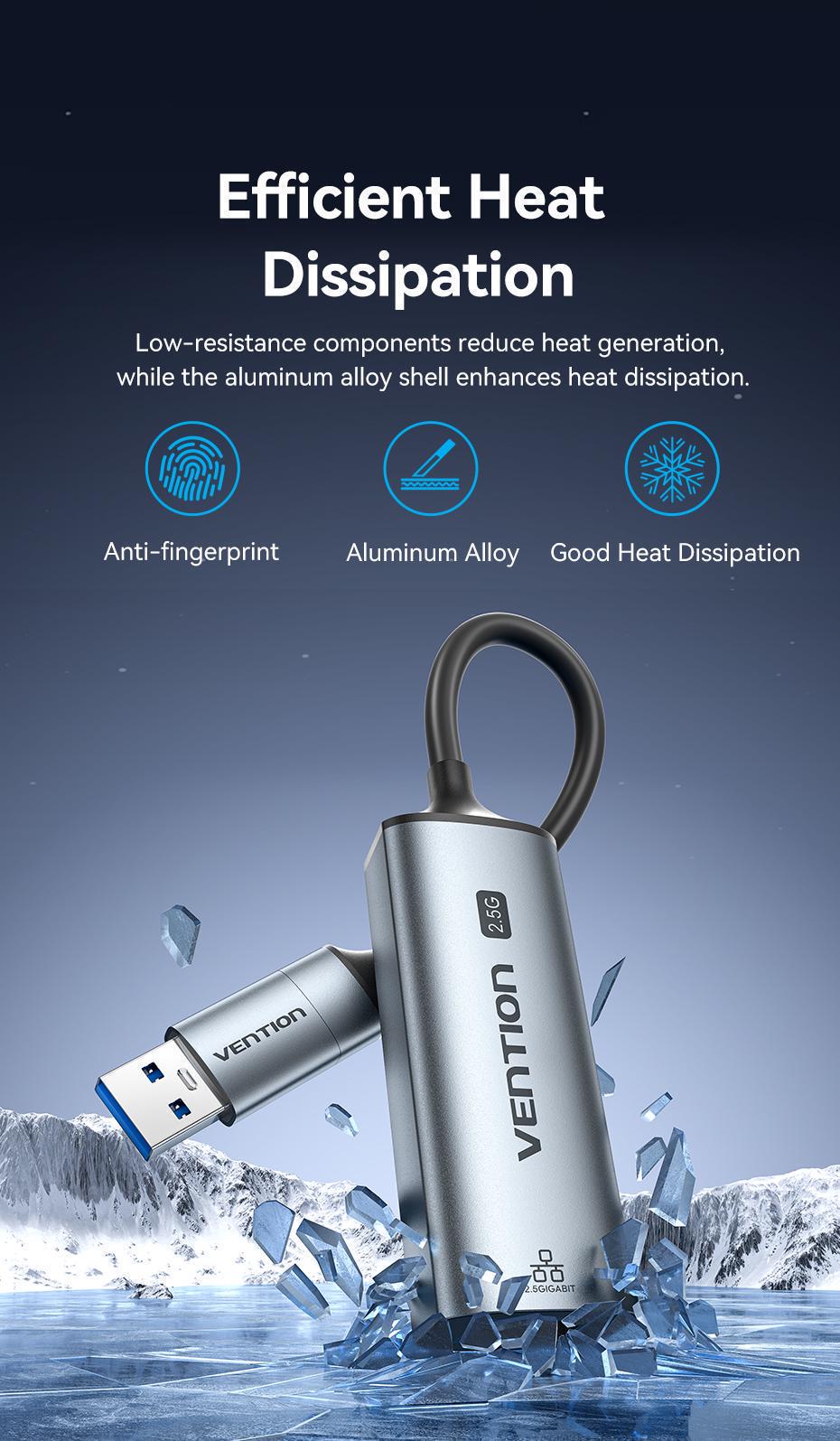 Адаптер сетевой Vention 2.5 гбит/с 0.15 м Серый (CFUHB) - фото 8