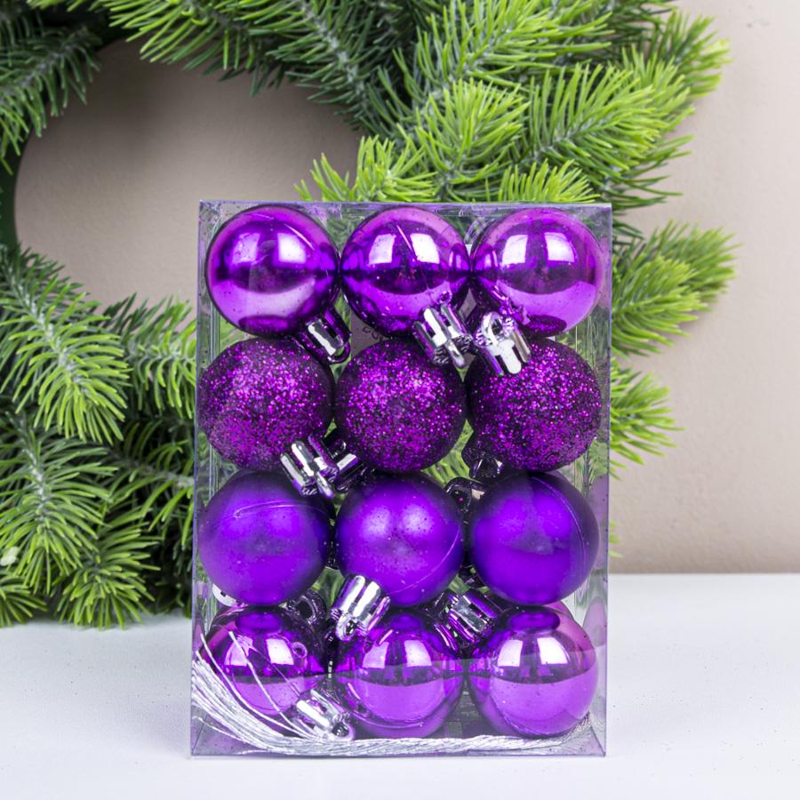 Набір ялинкових куль 3 см 24 шт. Фіолетовий (7070-10) - фото 1 Набір ялинкових куль 3 см 24 шт. Фіолетовий (7070-10) - фото 1