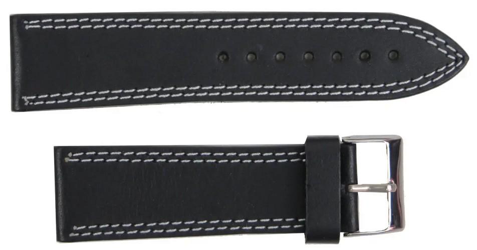 Ремешок для часов кожаный Mykhail Ikhtyar 24 мм Черный (super543_S24-546S black)