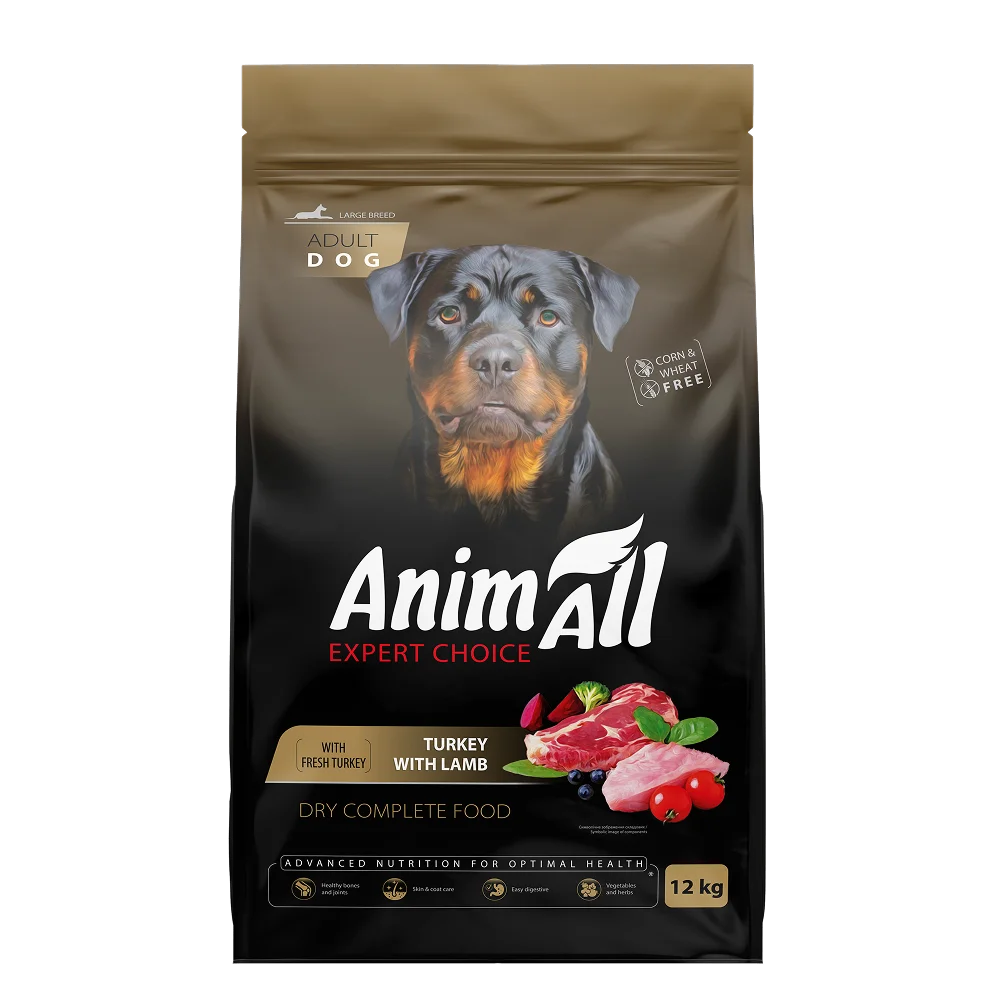 Корм сухой для взрослых собак AnimAll больших пород со свежей индейкой и ягненком 2,5 кг (35891353)