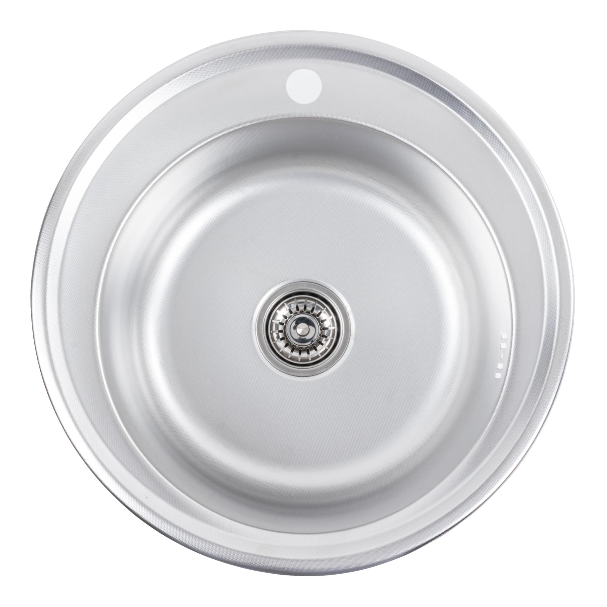 Мойка кухонная Platinum PLS-A11015 из нержавеющей стали круглая 510x510 мм (151169)