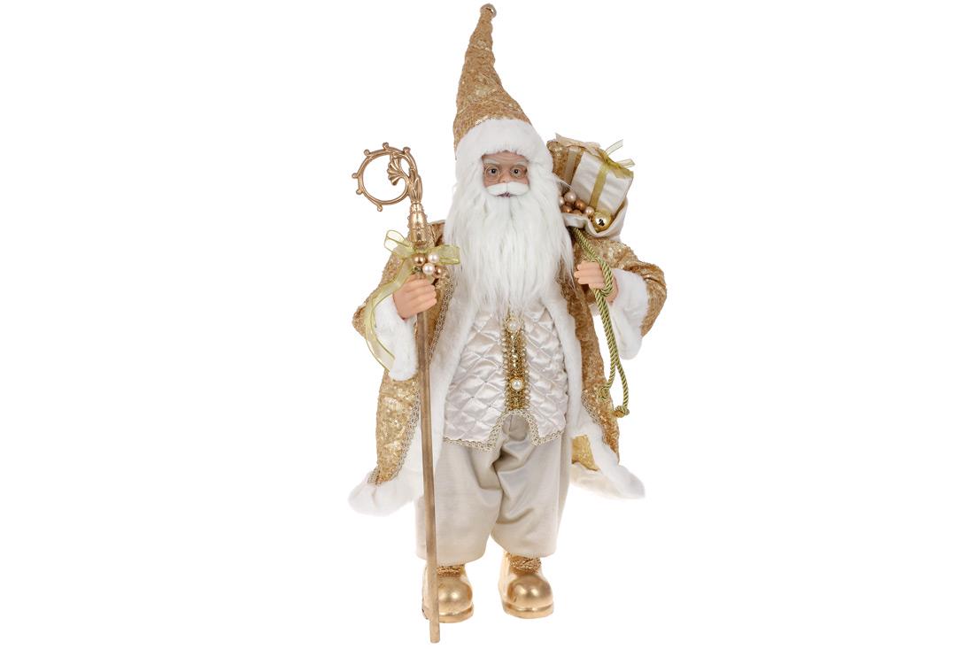 Фигура новогодняя BonaDi Санта с подарками 60 см Золотистый шампань с пайетками (NY44-122)