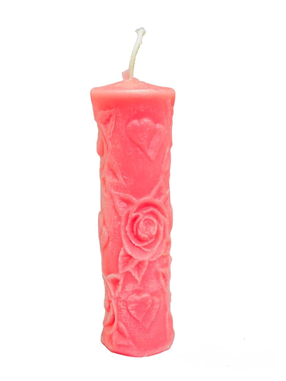 Свічка Троянда 18 см Рожевий (14193291)