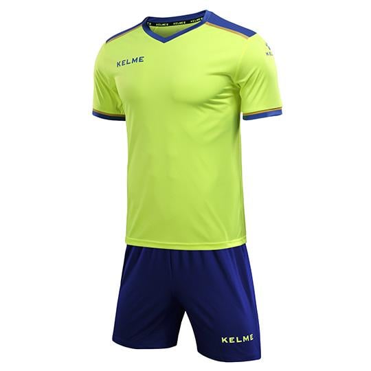Комплект футбольной формы детский Kelme Segovia к/р р. 130 Салатовый/Синий