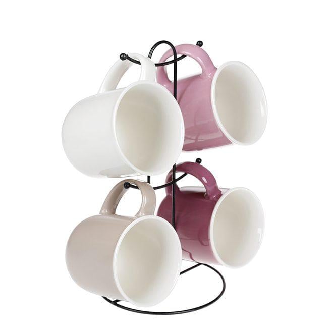 Набор фарфоровых чашек на металлической подставке Flora 380 мл 4 шт. (32691)