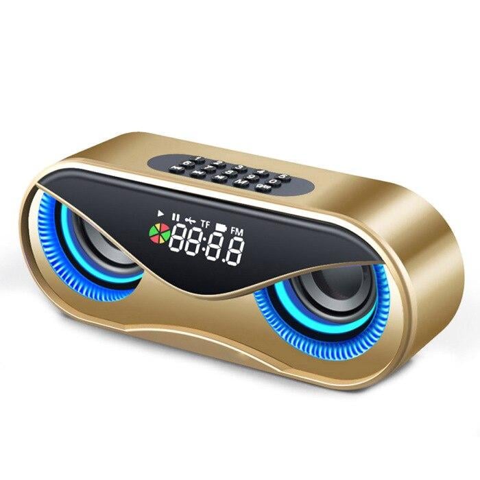 Портативная беспроводная колонка Manovo M6 Owl Eyes 6D Sound LED FM TF USB AUX 10 Вт Золотистый (SUN6317)