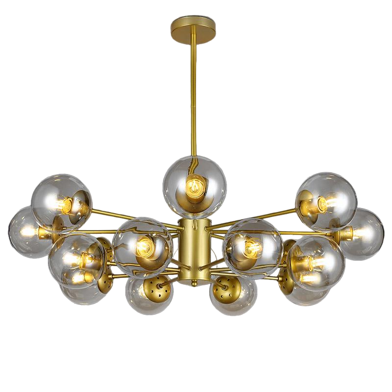 Люстра з прозорих куль на 16 ламп Золотий (52-6033-16 GD+CL)