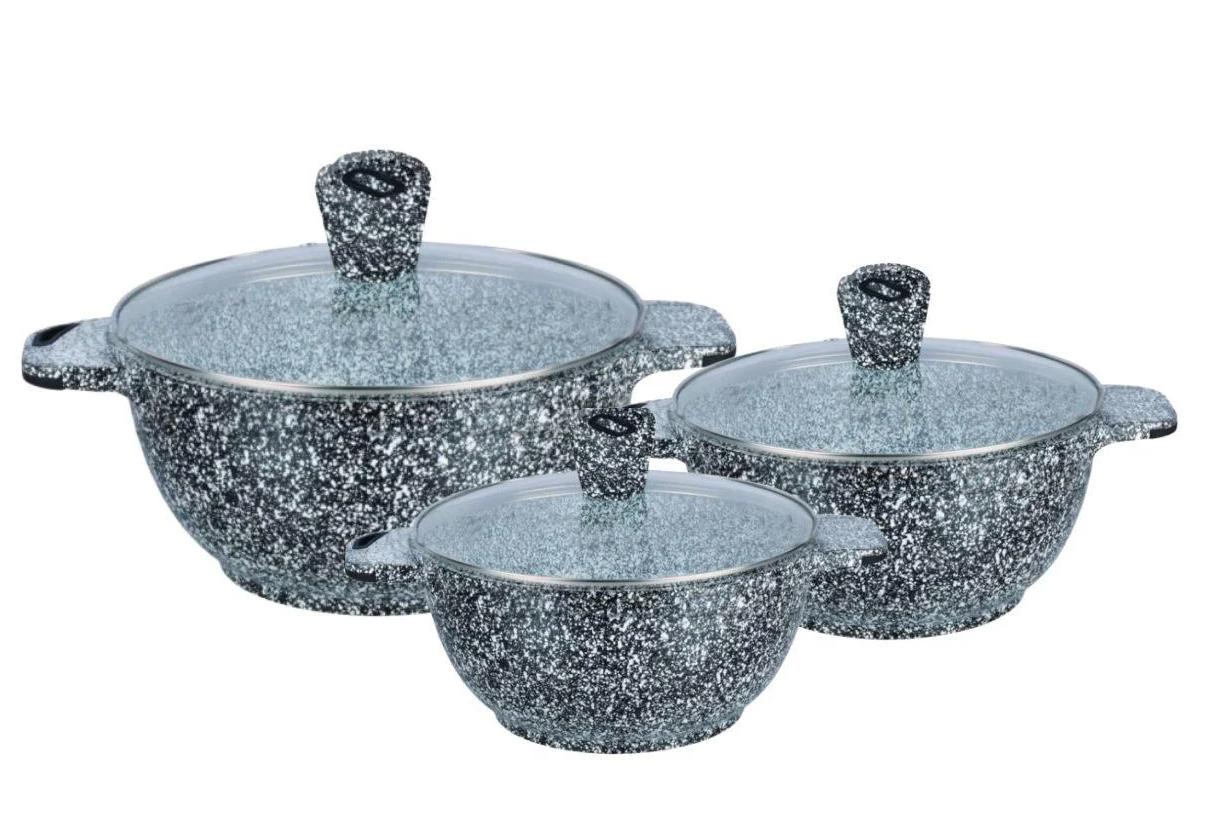 Набор казанов с крышками Edenberg EB-3985 мрамор 3 шт. (9401006)