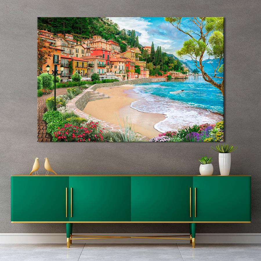 Картина на холсте Пляж в южном городе 80x54 см (V259-1_L)