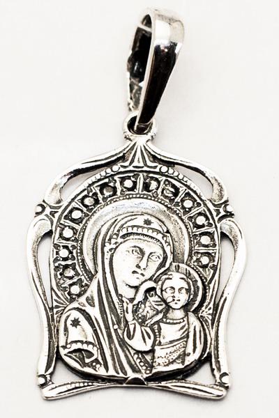 Образок серебряный Казанская икона Божией Матери Моли Бога О Нас